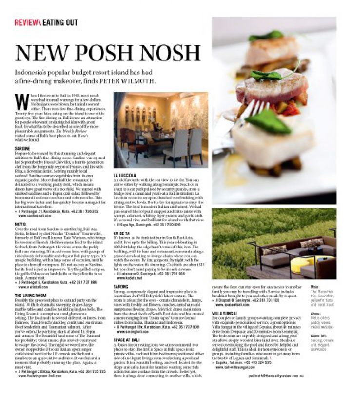Travel and Living - Baliâ€™s Posh Nosh