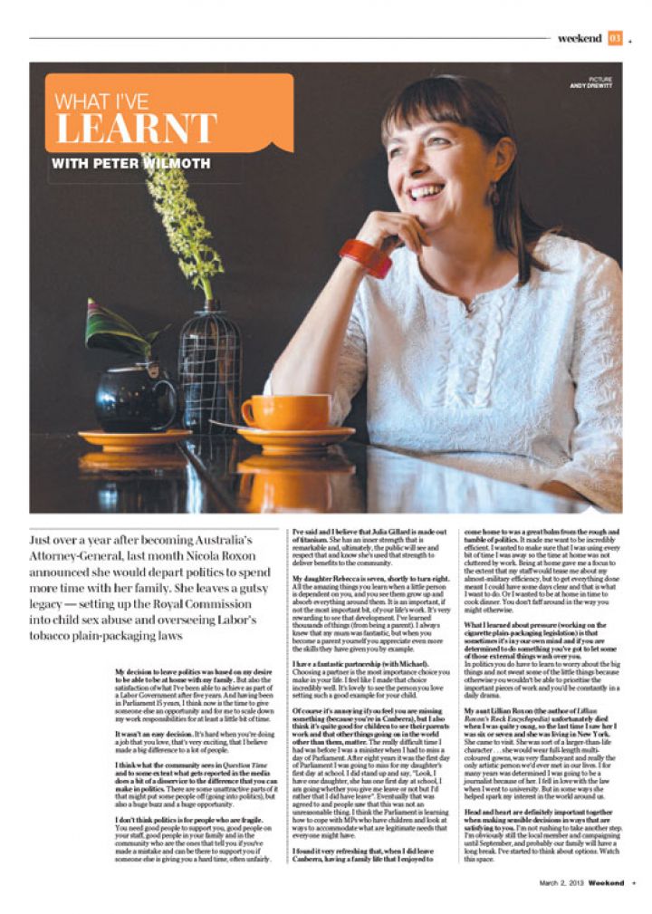 What I’ve Learnt - Nicola Roxon